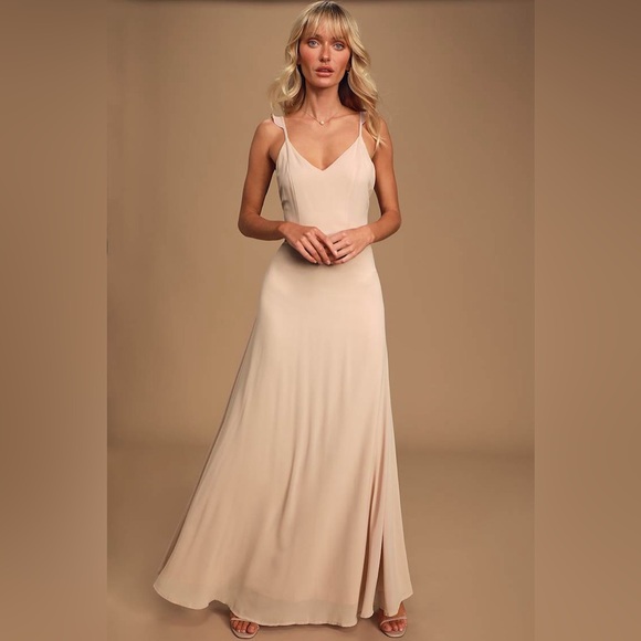 🥂 LULUs Meteoric Rise Blush Maxi Dress. Size MEDIUM. Great Condition! - Picture 2 of 6